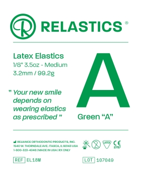 Relastics™ Intraorální gumičky (Elastics), latex, průměr 1/8" = 3,2 mm