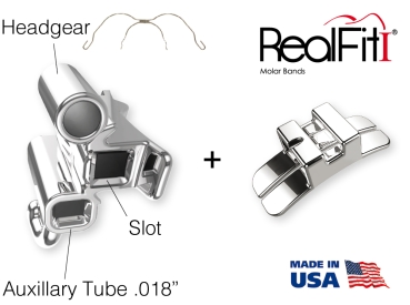 RealFit™ I - Intro-Kit, HČ, 3-násobná kombinace + palatinální zámek (zub 17, 16, 26, 27) MBT* .018"