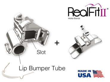 RealFit™ II snap - DČ, 2-násobná kombinace vč. Lip Bumper Tube + lingvální zámek (zub 46) MBT* .018"