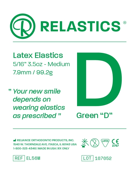 Relastics™ Intraorální gumičky (Elastics), latex, průměr 5/16" = 7,9 mm