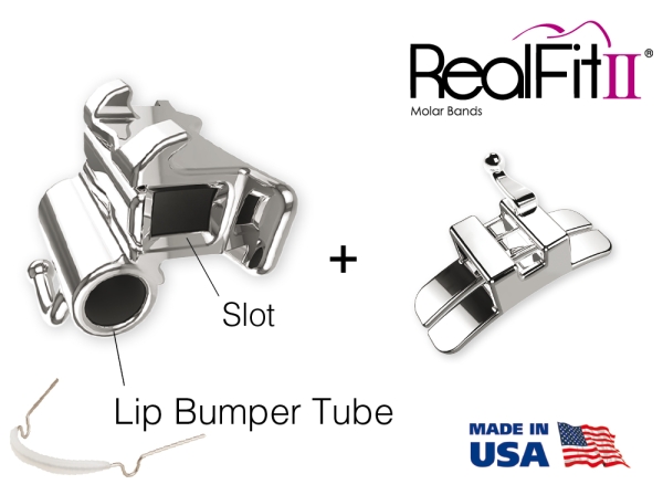 RealFit™ II snap - DČ, 2-násobná kombinace vč. Lip Bumper Tube + lingvální zámek (zub 46) Roth .022"