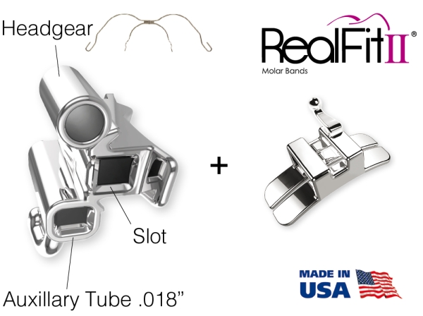 RealFit™ II snap - Intro-Kit, HČ, 3-násobná kombinace + palatinální zámek (zub 17, 16, 26, 27) Roth .018"